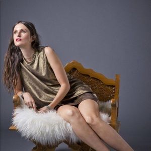 “MADE FOR PEARL” Velvet Gold Shimmer Mini Dress